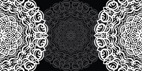 Symmetrical White and Grayscale Mandala Side Border