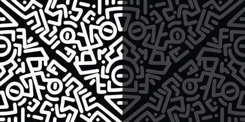 High Contrast Abstract Maze Pattern Gradient Split