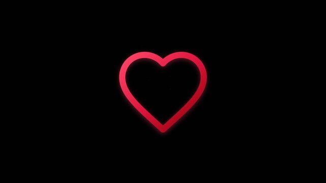 Pulsating red heart shape on black background  