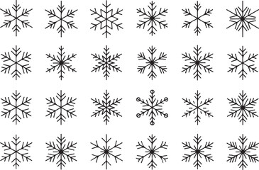 Snowflakes UI Pixel Perfect Well-crafted Vector Thin Line Icons, Web Graphics and Apps with Editable Stroke. Simple Minimal Pictogram