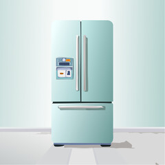 Realistic Vector Art of Modern Kitchen Refrigerator, Energy-Efficient Appliance, Great for Digital Designs, Marketing, and Food Storage Concepts