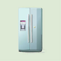 High-Quality Vector Illustration of Modern Refrigerator with Double Doors, Fresh Food Inside, Perfect for Kitchen Design and Home Appliance Projects