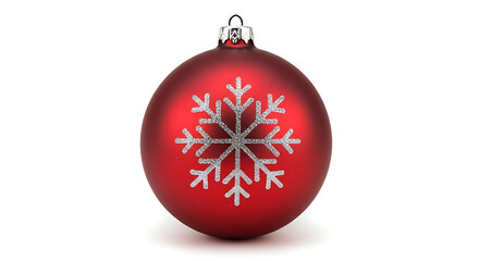 Red Christmas Ornament with Silver Snowflake image