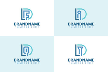 Letters DLF DLI DLQ DLY Monogram Logo Set, for brand with LFD LID LQD LYD initials