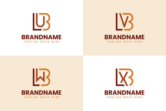 Letters BLU BLV BLW BLX Monogram Logo Set, for brand with LUB LVB LWB LXB initials