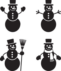 Snowman silhouette set