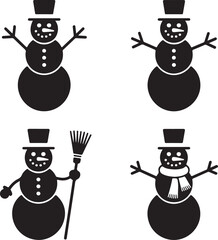 Snowman silhouette set