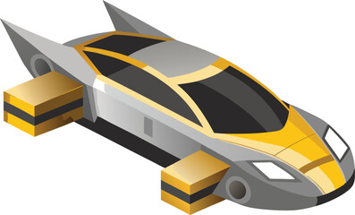 Luxury private flying vehicle isometric vector illustration eps scalable future transport