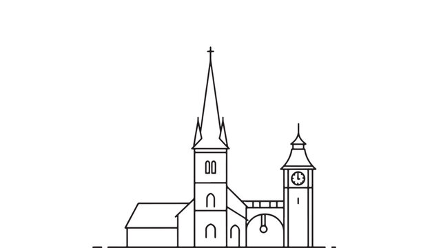 Church Steeple Line Drawing