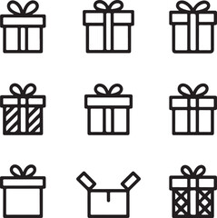 Vector Gift Box Icons, Holiday Presents