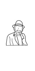 man with hat and cigaratte illustration