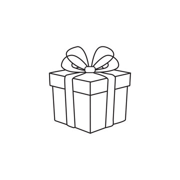 Christmas present logo vector illustration line art
