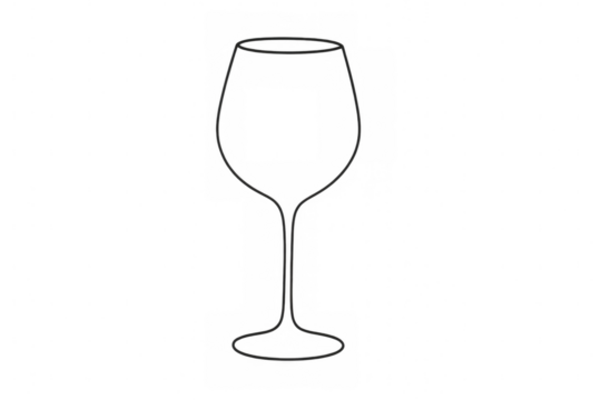 Wine glass outline icon vector graphic, transparent background, beverage symbol, drink, alcohol - Powered by Adobe