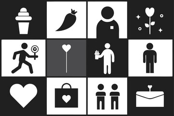 Silhouette vector icon bundle grid layout scalable illustration for eps files general use