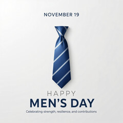 Happy international men s day november 19th with a classic blue striped tie illustration