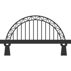 Black Silhouette Arch Bridge Construction With Supporting Pillars On A White Background Minimalist Vector Graphic Design