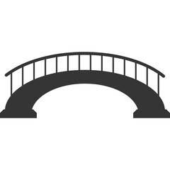 Black Silhouette Arch Bridge With Railings On A White Background Simple Icon Graphic Design Element