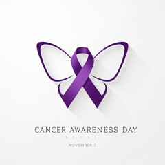 Purple ribbon butterfly symbolizing hope and awareness for cancer support