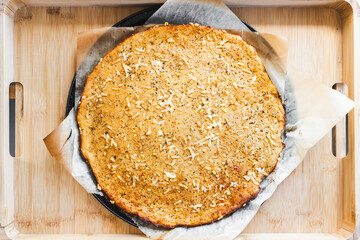 chickpea flour flatbread socca on wooden tray rustic french inspired recipe