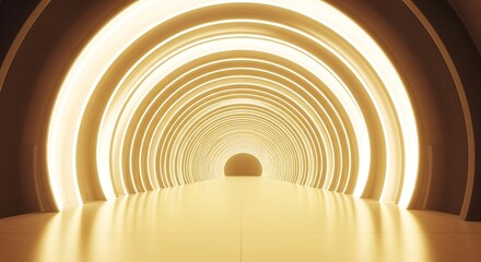 Fototapeta premium Endless golden arches tunnel of light