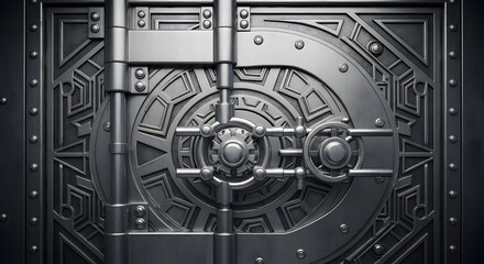 Geometric Metal Vault Detail Representing Safety and Protection