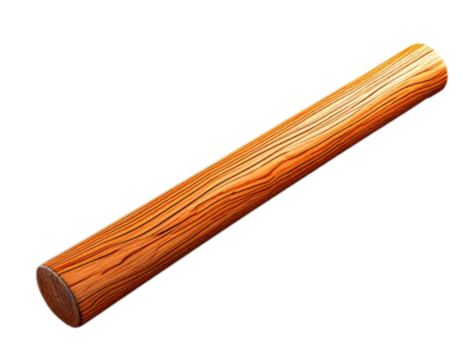 Cute 8k Wooden Stick Icon with Smooth Highlights, Glossy Minimal PNG
