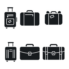 Suitcase Icon Set - Travel and Luggage Vector Illustration
