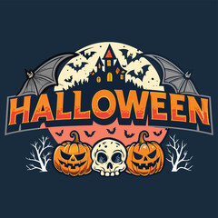 Collection of halloween logo, badges and labels. Halloween signs set for poster, emblem, party invitation designs. Print for t-shirt, tee. spooky logo designs. Vector illlustration