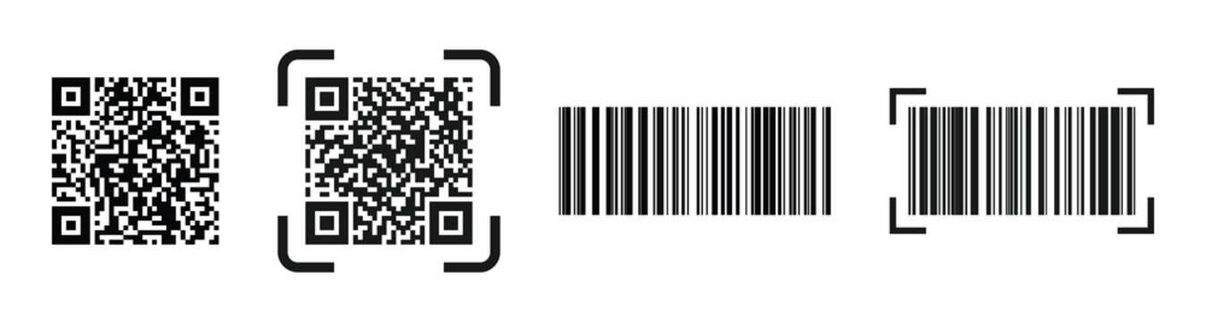 QR code and barcode set. Scan QR code icon. QR code and barcode black for website design and mobile. Vector illustration on a white background. EPS 10