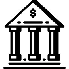 Bank facade line icon. Clean outline vector for economy, credit, and payments