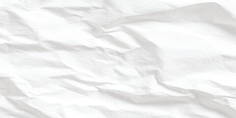 Abstract white crumpled paper texture background with sharp creases, shadows, and copy space, a blank canvas for design.