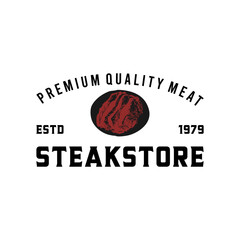 Steakstore premium quality meat logo design with a vintage and classic style