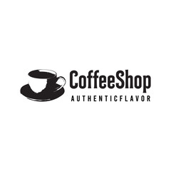 Elegant Coffee Shop Logo Design with Authentic Flavor Text and a Cup Illustration creating a
