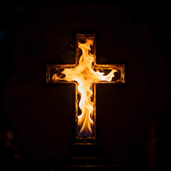 fire cross in the night
