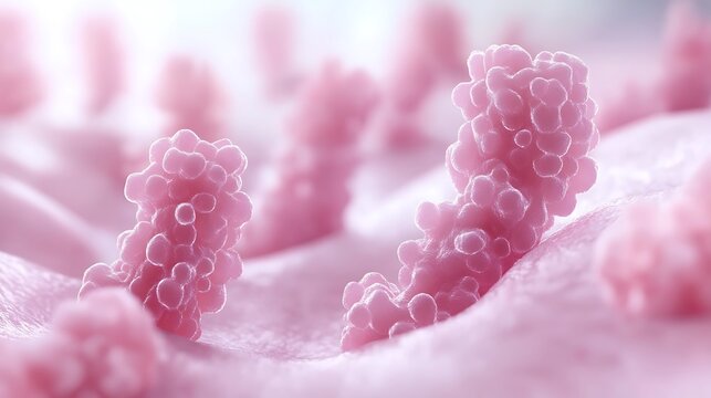 Pink abstract structures with science, biology, and soft surface texture.