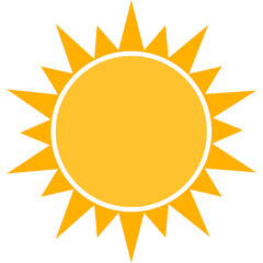 Bright Orange Sun With Jagged Rays And White Outline Isolated On Transparent Background