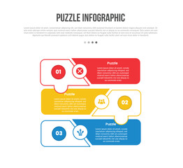 puzzle jigsaw base shape infographics template diagram with round rectangle vertical stacked opposite list with 4 point step creative simple flat outline