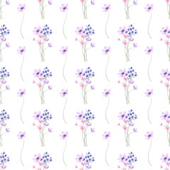 Seamless pattern, floral minimalist background with watercolor flowers. Repeat fabric wallpaper print texture. Perfectly for backdrop, wrapped paper.