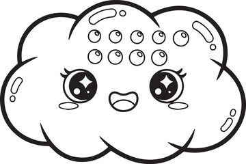 Obraz premium A cute cloud character with multiple eyes and a cheerful express