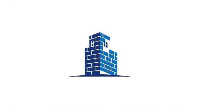 Modern Blue Building Logo Design on White Background.
