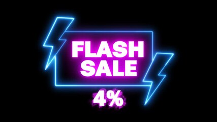 4k Flat Mega sale motion graphic Promo banner video on transparent alpha background. 4% percent discount advertisement concept