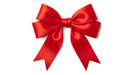 Red Satin Ribbon Bow Isolated on White Background silk