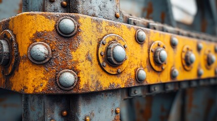 Rusty steel bridge metalwork detail.