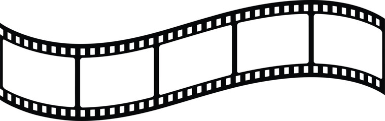 Wavy black and white film strip with perforations