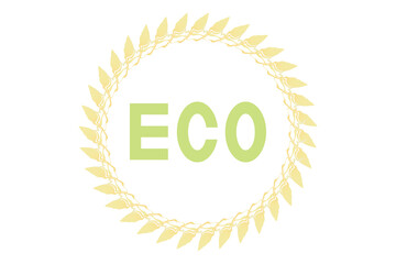 エコ文字　茶色の円形装飾線フレーム入り 