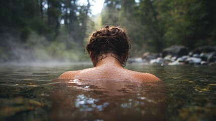 Fototapeta premium Back Shoulders Mountain Stream Mist Natural Flow Wellness