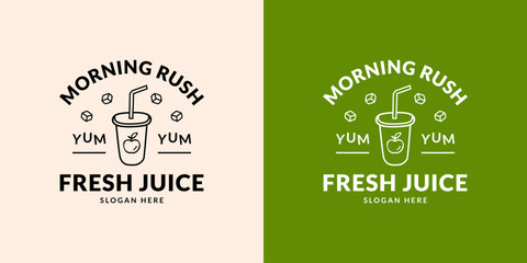 Fresh juice logo. Apple. Hand drawn.