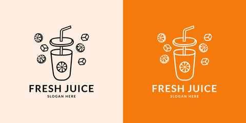 Fresh juice logo. Orange. Hand drawn.