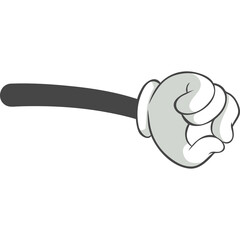 Cartoon Arm With Fist Raised in a Vintage Style Against a Transparent Background