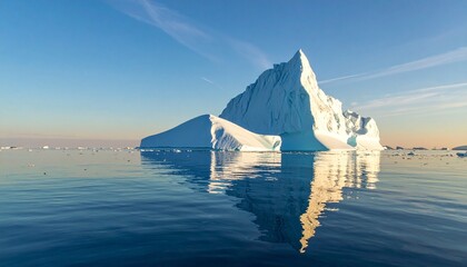 Majestic Iceberg Floating in Calm Polar Waters Under Blue Sky – Climate and Nature Concept